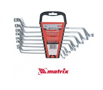 Набір ключів MATRIX Master накидних 8 шт, 6-22мм, CrV, Elliptical, дзеркальне хромування