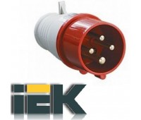 Вилка IEK 380В 32А 3P + E ІР44