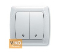 Выключатель проходной VIKO Кармен 2-клавишный белый_С