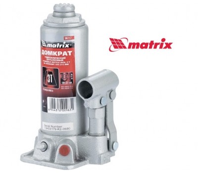Домкрат гидравлический MATRIX Master бутылочный, 3 т, Н подъема 194-372 мм(срок поставки 2-3 дня) Домкрат гидравлический MATRIX Master бутылочный, 3 т, Н подъема 194-372 мм(срок поставки 2-3 дня)
