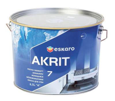 Фарба Akrit 7 ESKARO 9.5 л, акрилова, шовковисто-матова миється