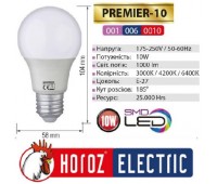 Лампа HOROZ LED А60 10W E27 3000К Premier-10_С