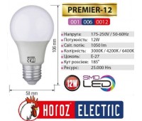 Лампа HOROZ LED А60 12W E27 3000К Premier-12_С
