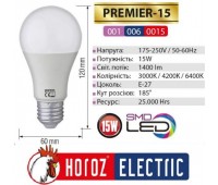 Лампа HOROZ LED А60 15W E27 3000К Premier-15_С